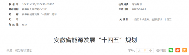 安徽：十四五新增風(fēng)電388萬(wàn)千瓦、光伏1430萬(wàn)千瓦