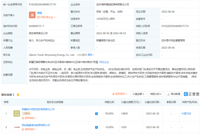 中國石油、隆基投資成立能源公司